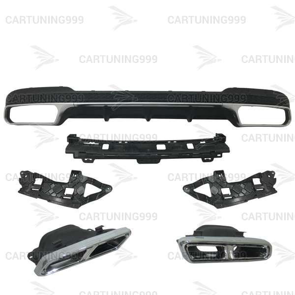 Диффузор и насадки 63 AMG Mercedes E-klasse W212 серебро