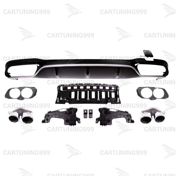 Диффузор с насадками 53 AMG Mercedes E-klasse W213 серебро